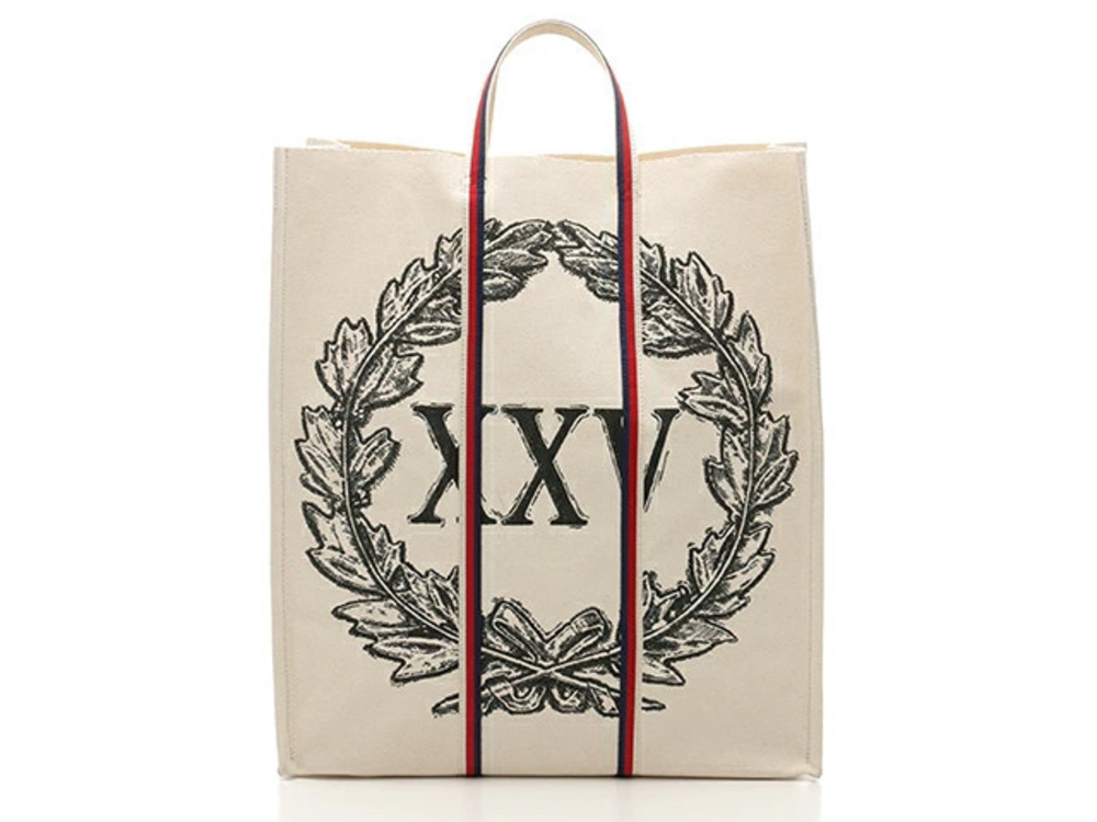 Gucci XXV Laurel Wreath Ouroboros print canvas tote bag off white Web